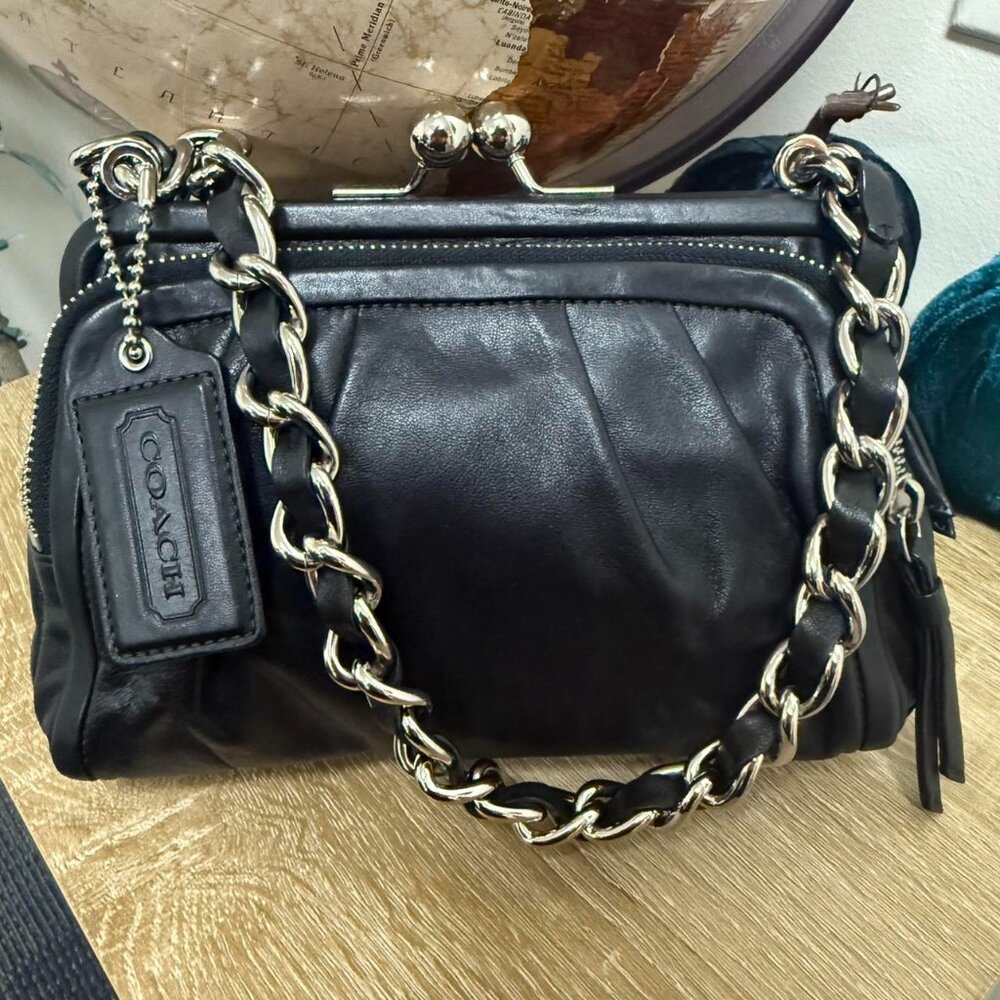 Sold- Coach Parker Kisslock bag with silver chain detail